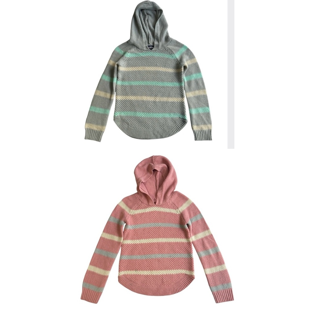 Bundle of 2 Striped Hooded Sweaters in Gray and Pink
